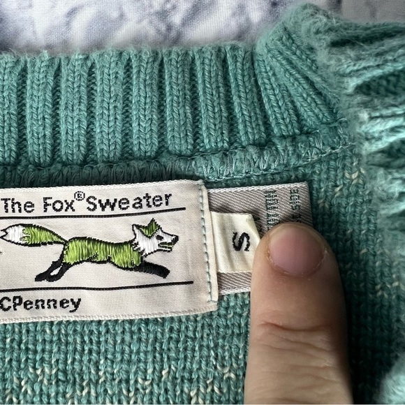 Vintage sweater vest, the fox sweater, size small light teal JCPenney - Picture 6 of 13